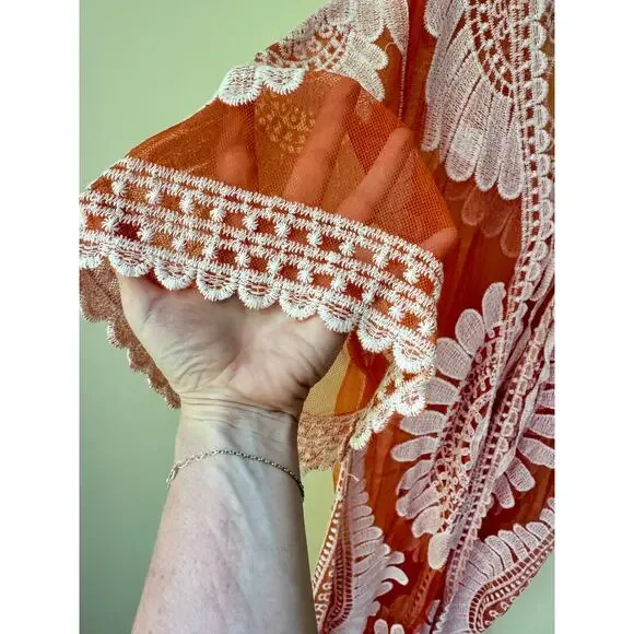 NEW Siren Lily Womens XL Longline Embroidered Cardigan Maternity Kimono Boho - Picture 10 of 10